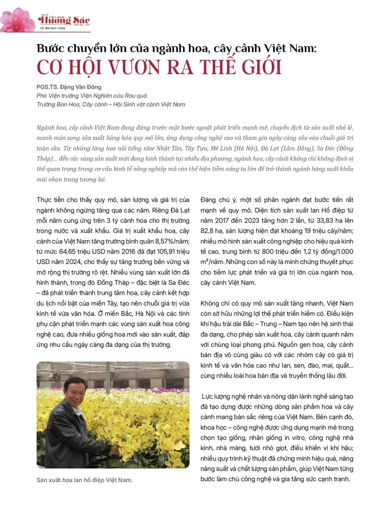 Tạp chí Việt Nam hương sắc ra mắt số Xuân Bính Ngọ 2026: Nông nghiệp công nghệ cao - khát vọng xanh trong kỷ nguyên mới