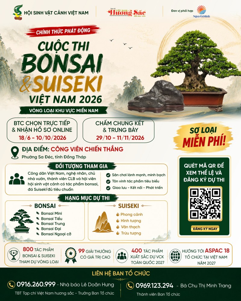 Sa Đéc sẵn sàng đăng cai Vòng loại khu vực miền Nam Cuộc thi Bonsai & Suiseki Việt Nam 2026 Sa Đéc sẵn sàng đăng cai Vòng loại khu vực miền Nam Cuộc thi Bonsai & Suiseki Việt Nam 2026