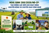 Nghị định 268/2026/NĐ-CP: Tạo động lực mới cho hoạt động khuyến nông và chuyển giao công nghệ
