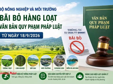 Bộ Nông nghiệp và Môi trường bãi bỏ hàng loạt văn bản quy phạm pháp luật từ ngày 18/9/2026